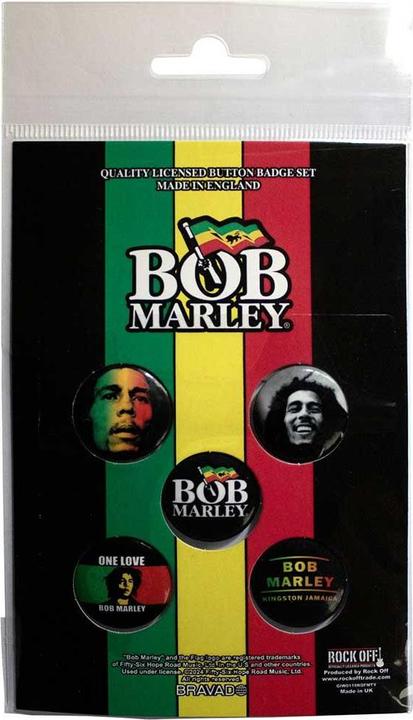 Actual product image Bob Marley One Love Badge Set (Pack of 5)