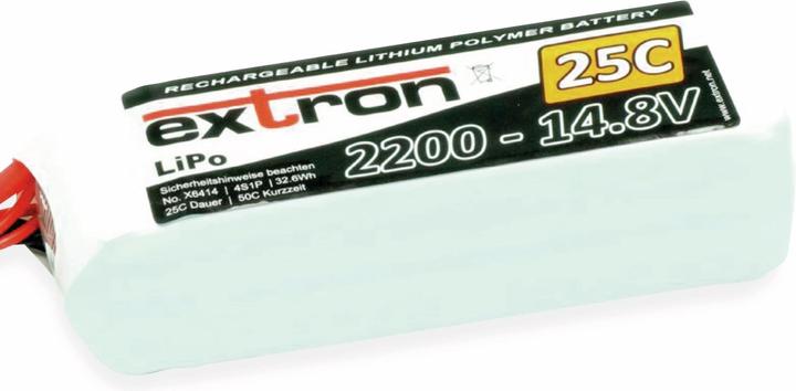 Image du produit Extron Modellbau Pack LiPo Extron X2 2200 mAh 14,8V 25C (XT60) (14.80 V, 2200 mAh)
