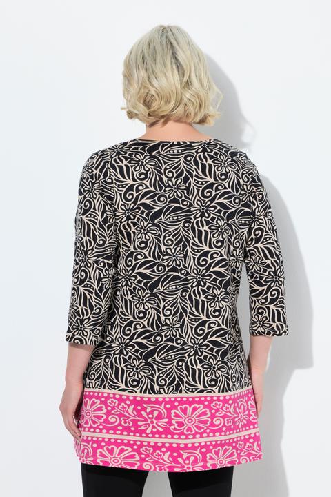 Image du produit Ulla Popken T-shirt long, coupe évasée. Décolleté rond et manches 3/4 (50, 52)