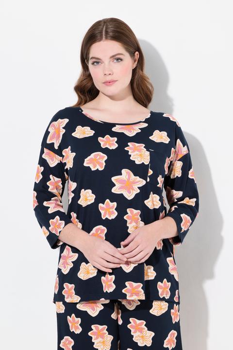 Image du produit Ulla Popken T-Shirt De Pyjama, Coupe Oversize, Encolure Ronde, Manches 3/4, Coton Bio (42, 44)