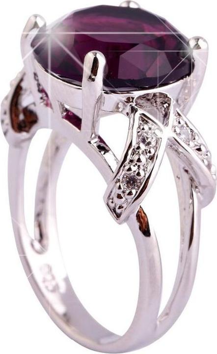 Immagine prodotto Hermex Anello placcato argento con ametista - Misura 55 / Misura 7 (7, 55, 925 Argento)