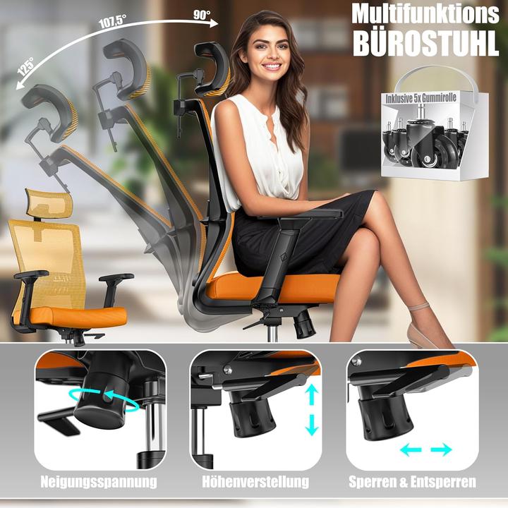 Actual product image Kesser Ergonomischer Bürostuhl mit Wippfunktion und Lendenstütze