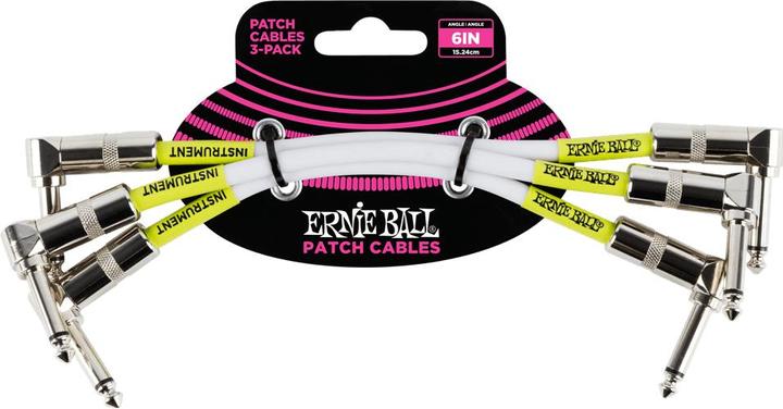 Actual product image Ernie Ball Patch cable 6051 3-pack - 0.15 m, white (0.15 m)