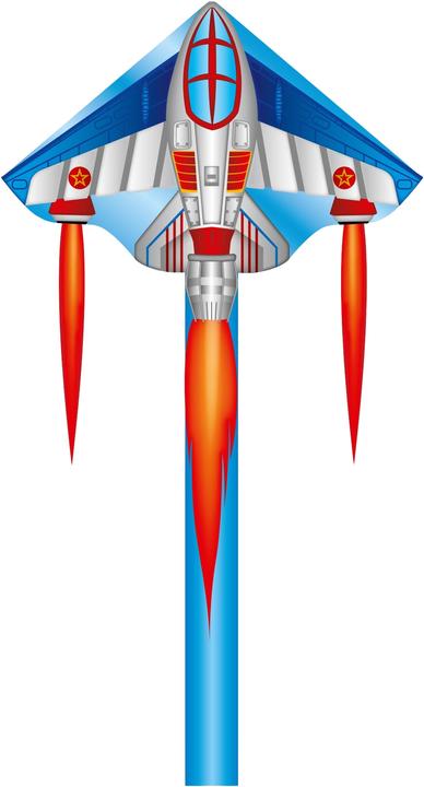 Invento Drachen Ecoline Jet Plane Simple Flyer, 120x75 cm, Griff mit 25 m Schnur, ab 5 Jahren