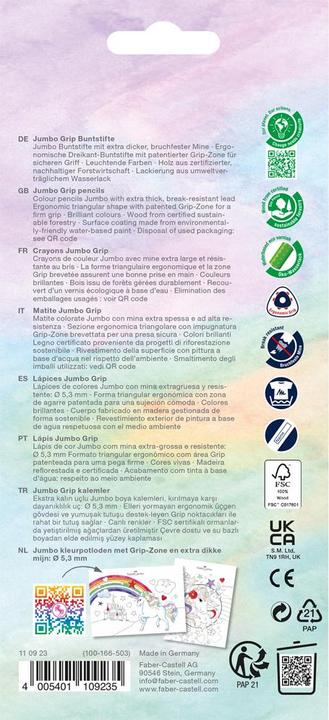 Actual product image Faber-Castell Buntstift Jumbo Grip Einhorn 8 + 2 Karton (10 x)