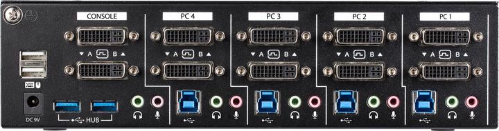 Produktbild StarTech com 4 Port Dual Monitor DVI KVM Switch mit USB 3.0 Hub - Dual Link DVI Umschalter, 18 W, Sc