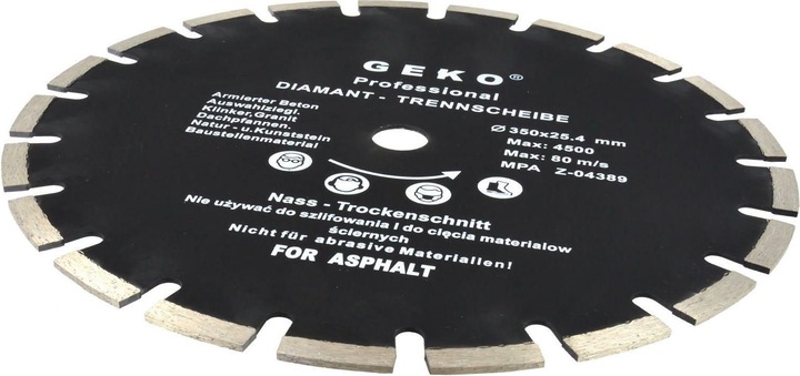 Actual product image GEKO Diamond segment saw blade, 350x10x25.4mm
