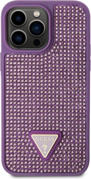 Actual product image Guess Rhinestones Triangle Metal Logo Case for iPhone 15 Pro Max Purple (Apple iPhone 15 Pro Max)