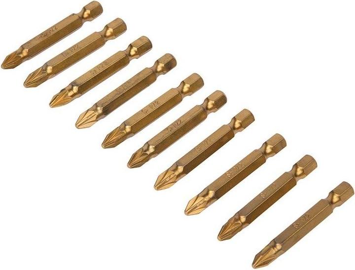 Actual product image BlueSpot Tools Titanium Coated Screwdriver Bits Pz2 X 50mm (pack 10)