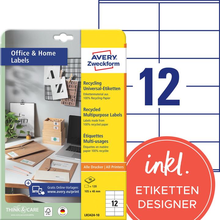 Actual product image Avery Universal labels 105 x 48 mm, 10 sheets
