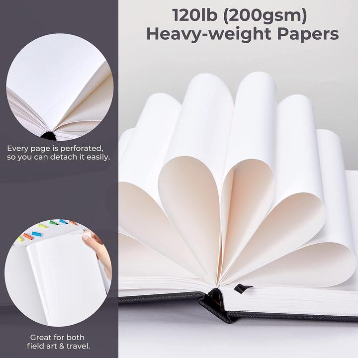 Image du produit Ohuhu Mix Media Kunst-Skizzenbuch, 78 Blatt, 27.5 x 21 cm (Blanc, Couverture souple)