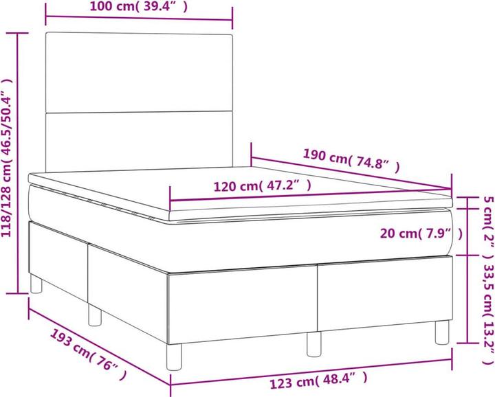 Image du produit vidaXL Boxspringbett (120 x 190 cm)