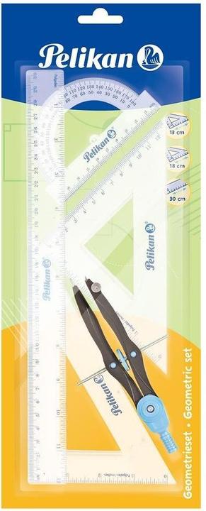 Herlitz Geometry set 5-piece plastic transparent on blister card (30 cm, Plastic)