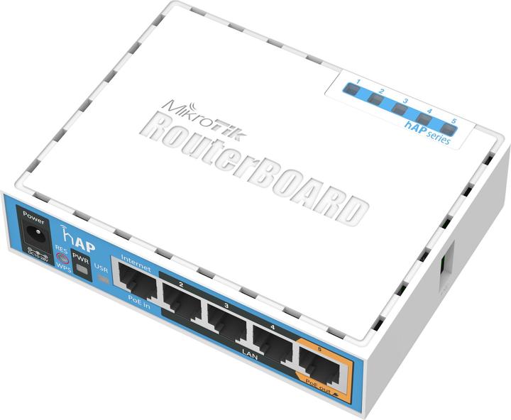 Produktbild MikroTik Hap RB951Ui RouterOS L4-2nd 64MB RAM, 5xLAN, 2.4GHz 802.11b g n, 1xPoE