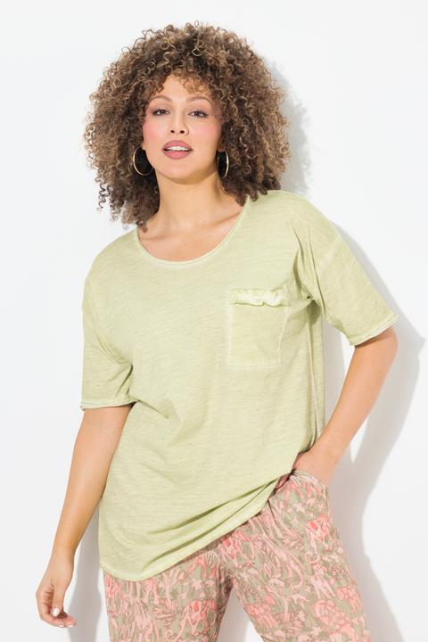 Produktbild Ulla Popken T-Shirt, oversized, Rüschen-Brusttasche, Halbarm (58)