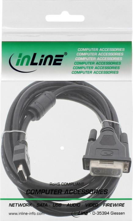 Produktbild InLine HDMI (Typ A) — DVI (3 m, HDMI, DVI, 1.4)