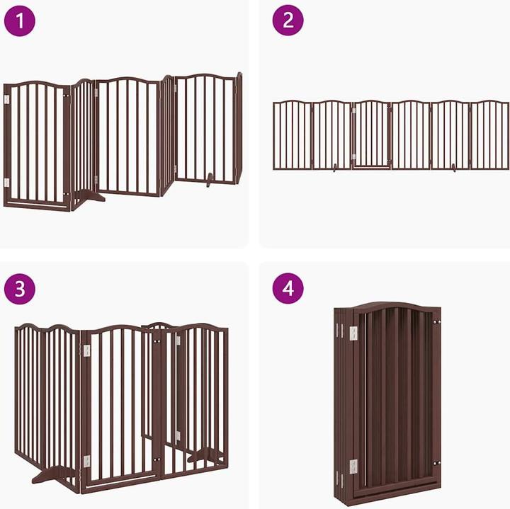 Produktbild VidaXL Hundetor mit Tür Faltbar Hundegitter Schutzgitter Braun 6-tlg. Pappelholz