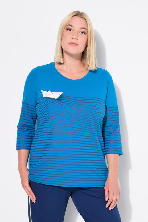 Produktbild Ulla Popken Shirt, Ringel, Papierboot, U-Boot-Ausschnitt, 3/4-Arm (58)