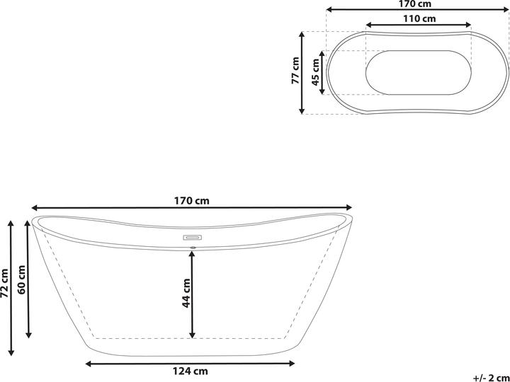 Actual product image Beliani Bathtub freestanding blue green oval 170 x 77 cm ANTIGUA (240 l, 170 cm, 170 cm)