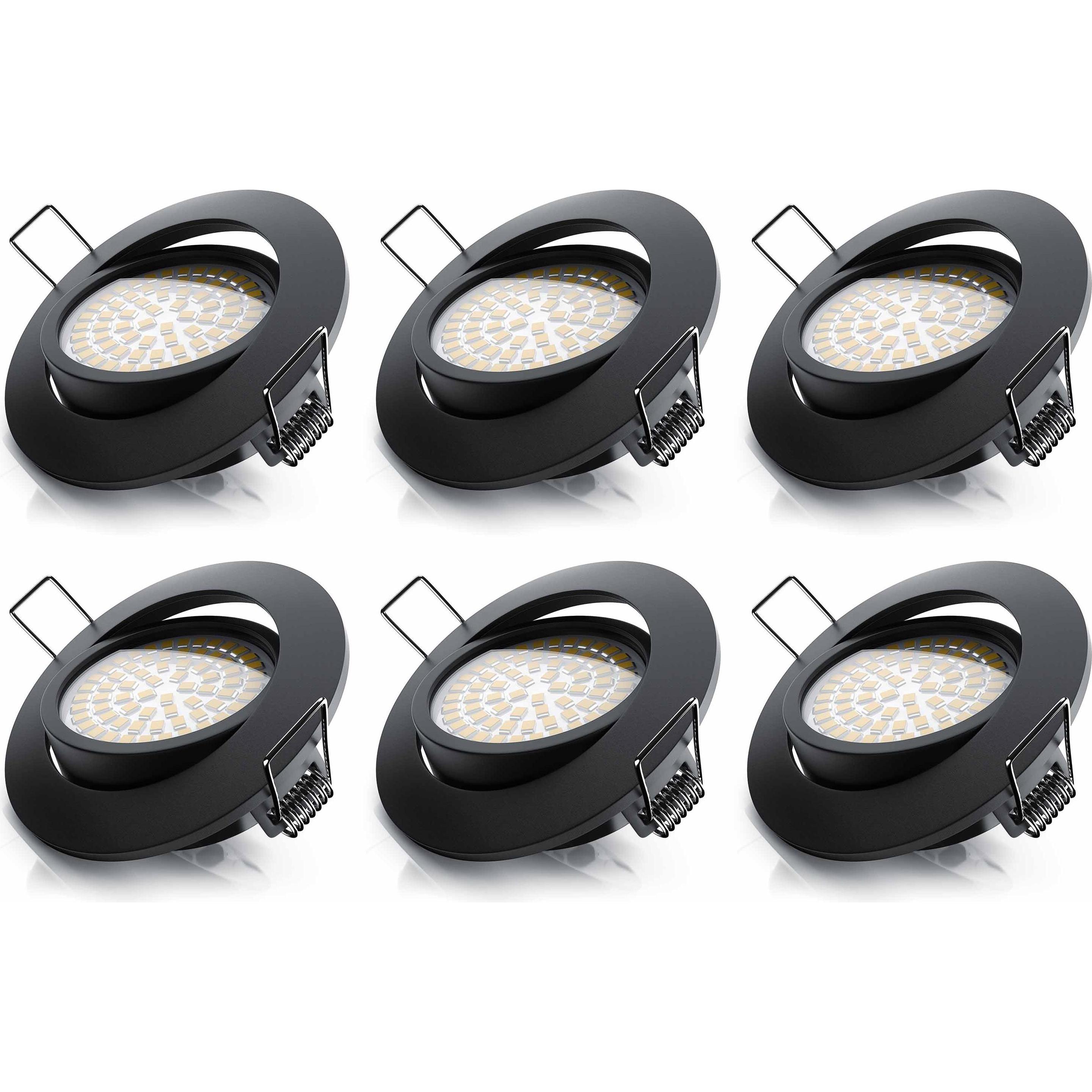 Brandson, Wandleuchte + Deckenleuchte, 6x LED Deckenspot Set, dimmbar & schwenkbar, Einbaustrahler, Einbauleuchte, Einba...