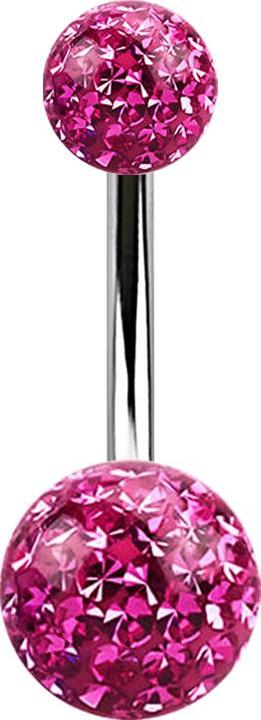 Immagine prodotto Star Piercing Banana argento con due sfere di cristallo rosa Strato protettivo epossidico (senza ottone, Acciaio chirurgico 316L)
