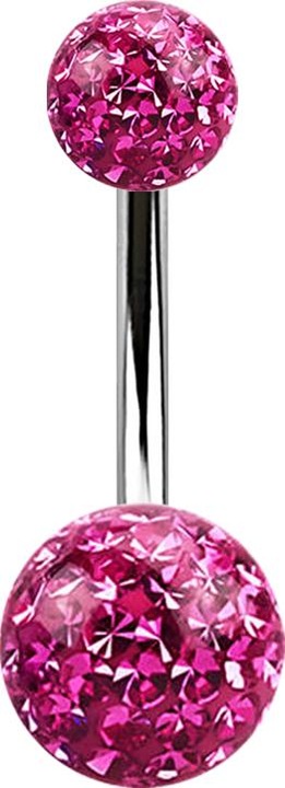 Produktbild Star Piercing Banane silber mit zwei Kristall Kugeln pink Epoxy Schutzschicht (ohne Messing, Chirurgenstahl 316L)