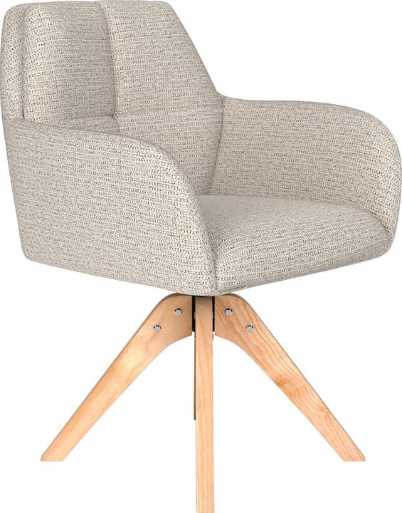 White Label Living Chair Pete Off-White Wooden Swivel