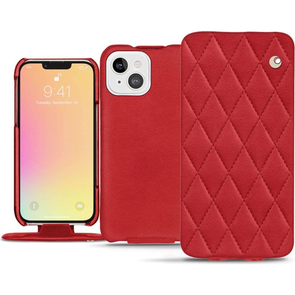 Noreve Lederschutzhülle vertikal (Apple iPhone 13), Smartphone Hülle, Rot