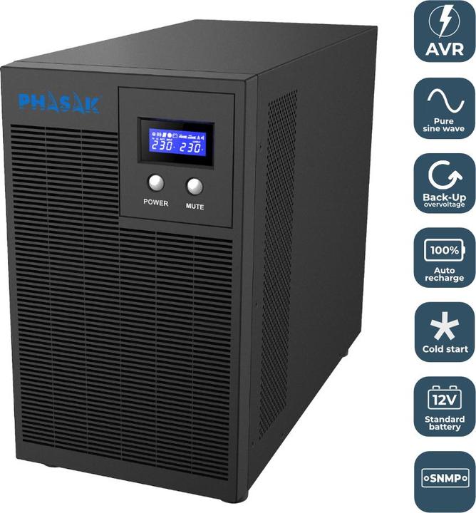 Actual product image Phasak UPS Protekt Torre Interactive 3160 VA - PH 7631 (3.16 VA, 2100 W, Line-interactive UPS)