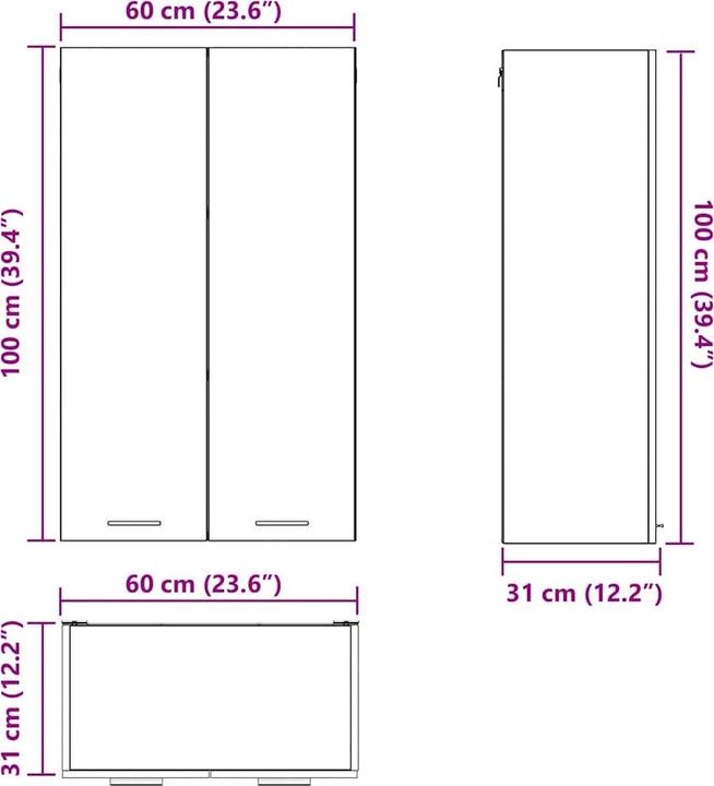 Produktbild vidaXL Küchenaufbewahrung (31 x 60 x 100 cm)