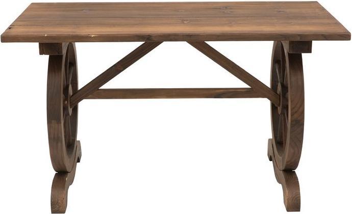 Produktbild Swisshandel24 Gartentisch Massivholz Balkontisch Holztisch Räderform Witterungsbeständig Natur 113 x B60 x H65 cm (60 cm)