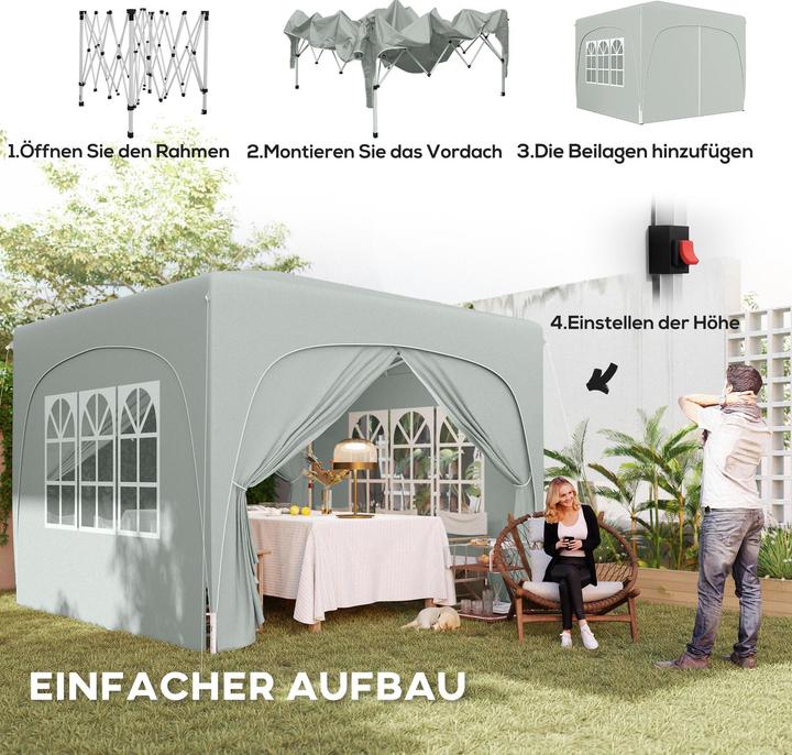 Actual product image Outsunny Pavillon Metall, Polyester Hellgrau (300 cm, 300 cm)