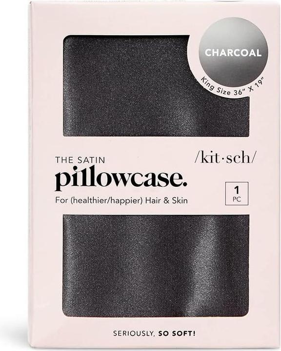 Actual product image Kitsch Satin Kissenbezug Charcoal (Pillowcase, 66 x 48 cm)