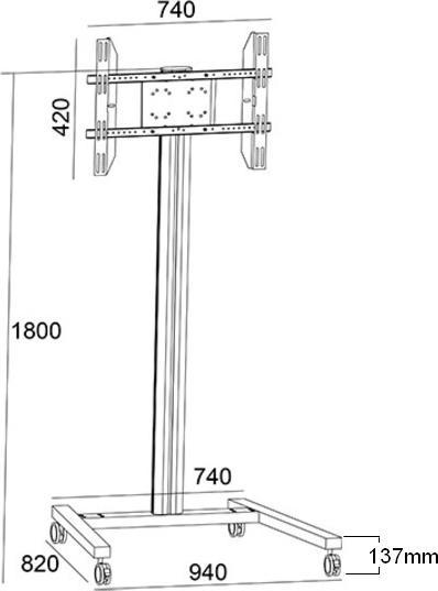Produktbild Multibrackets Displayständer 180 Single Silver (Universal, 63", 50 kg)