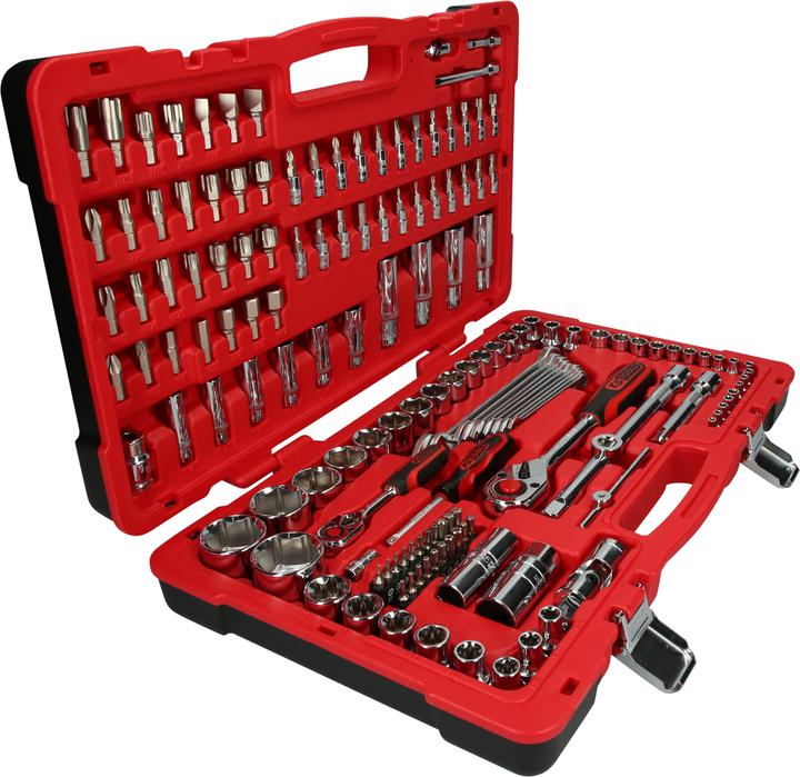 KS Tools 1/4" + 1/2" CHROMEplus Steckschlüssel-Satz, 151 Teile, Flank Traction (1/4")