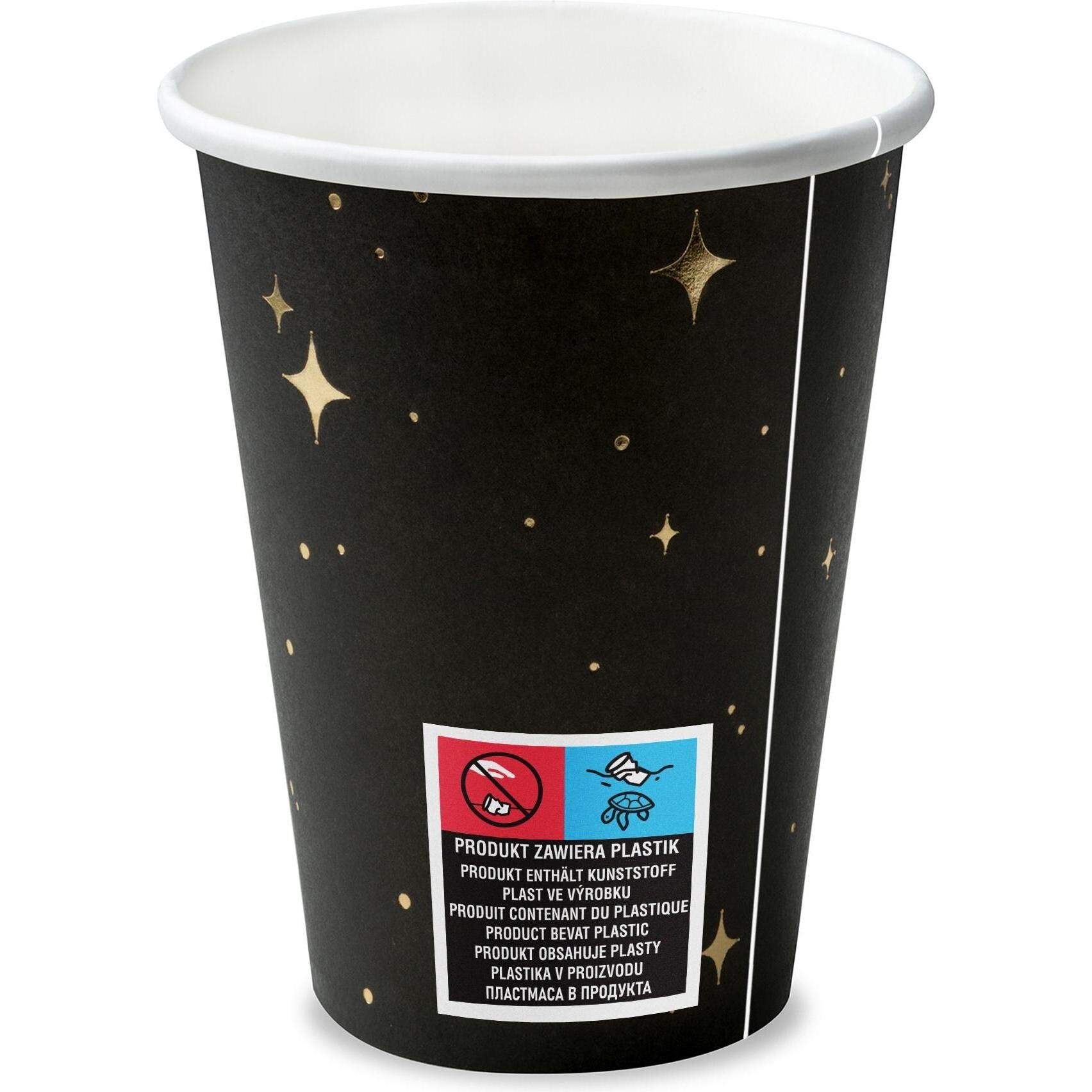 Thumbnail - Partydeco, Einweggeschirr, Einwegbecher Let's Celebrate 260 ml, 6 Stück, Gold/Schwarz (6 x)