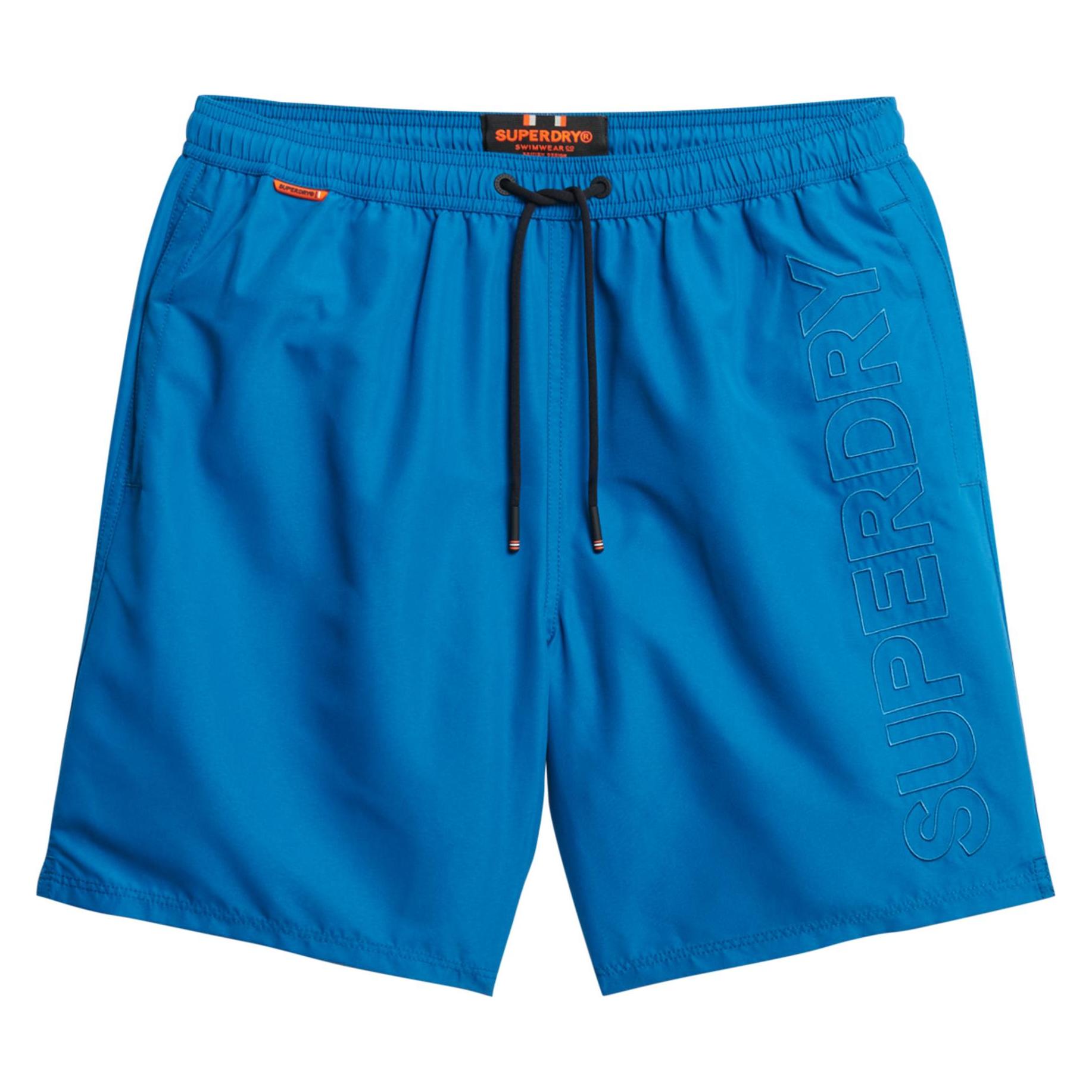 Superdry, Herren, Badehosen, 17" Premium Badeshorts Mit Stickerei, Blau, (Xl)
