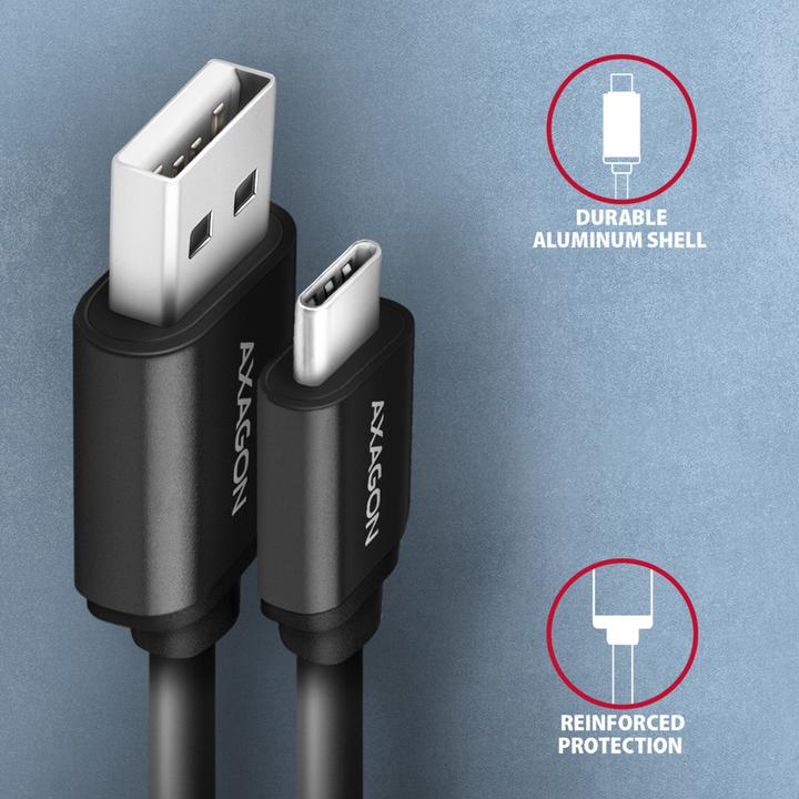 Actual product image Axagon BUCM-AM10TB Twister Cable, USB-C to USB-A 2.0 (0.60 m, USB 2.0)