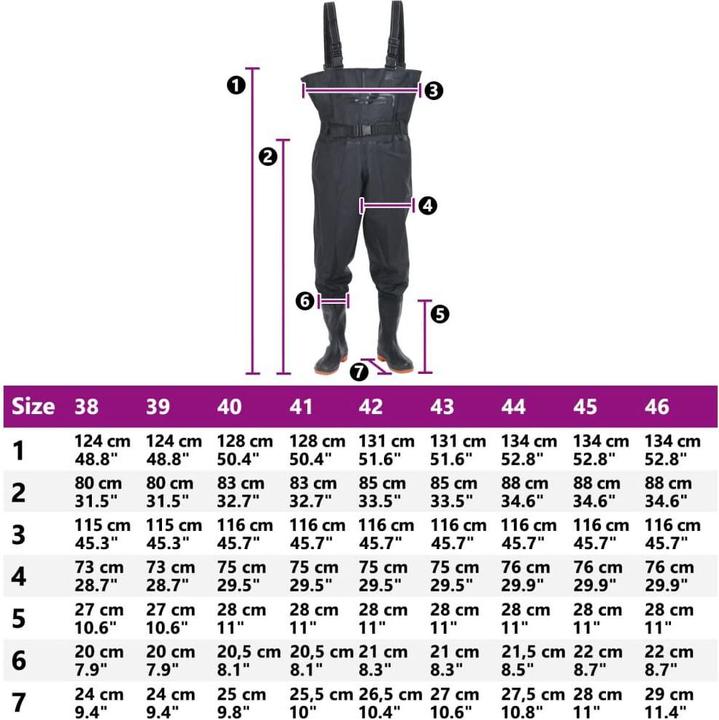 Image du produit vidaXL Waders avec bottes et ceinture (Bande de fréquences 38 (2600 MHz))