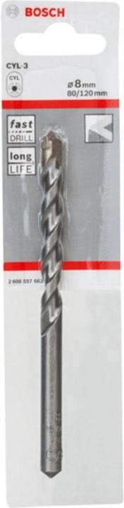 Produktbild Bosch Professional Zubehör Betonbohrer CYL-3, 8 x 80 x 120 mm, d 7,5 mm, 1er-Pack (8 mm)
