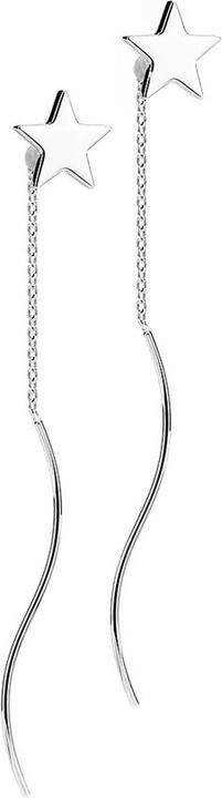 Immagine prodotto Hollywood Body Jewelry Orecchini a perno in argento stella in caduta libera con catena a onda (senza ottone, Acciaio chirurgico 316L)