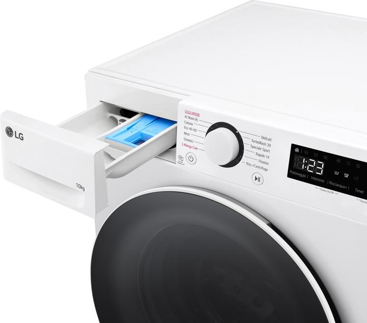 Produktbild LG F4R5010TSWW Waschmaschine 10kg AI DD, Klasse A-10%, 1400 U/min, TurboWash, Dampf (10 kg, Links)