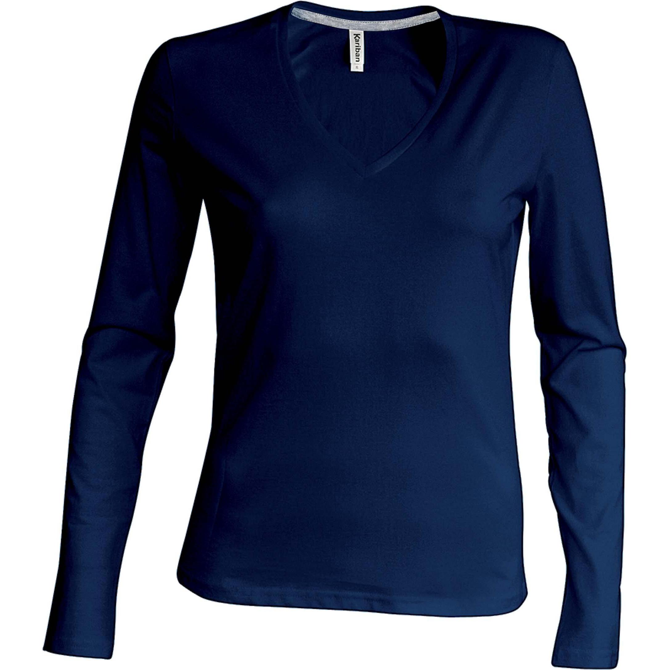 Kariban, Damen, Shirt, Col V, Blau, (L)