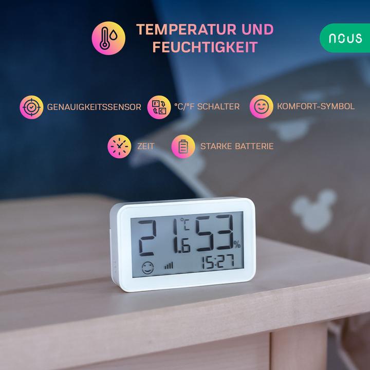 Actual product image Nous Smart LCD Temperature and Humidity Sensor E6 ZigBee