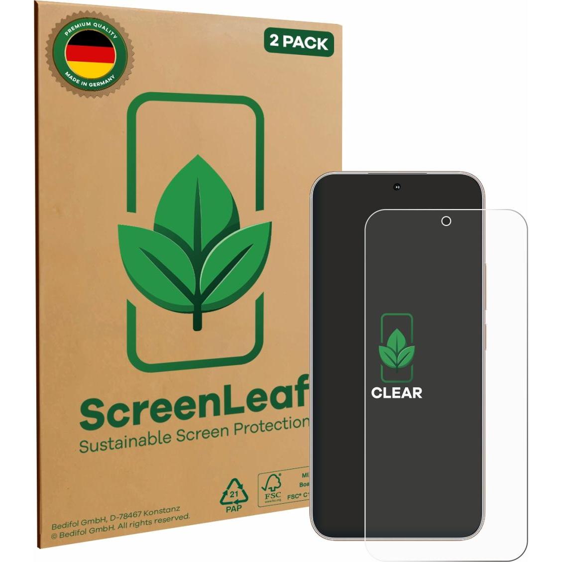 ScreenLeaf Pellicola protettiva, Proteggi Schermo Sostenibili, Clear, Antigraffio (2 Pezzo/i, Samsung F400), Pellicola protettiva smartphone, Trasparente