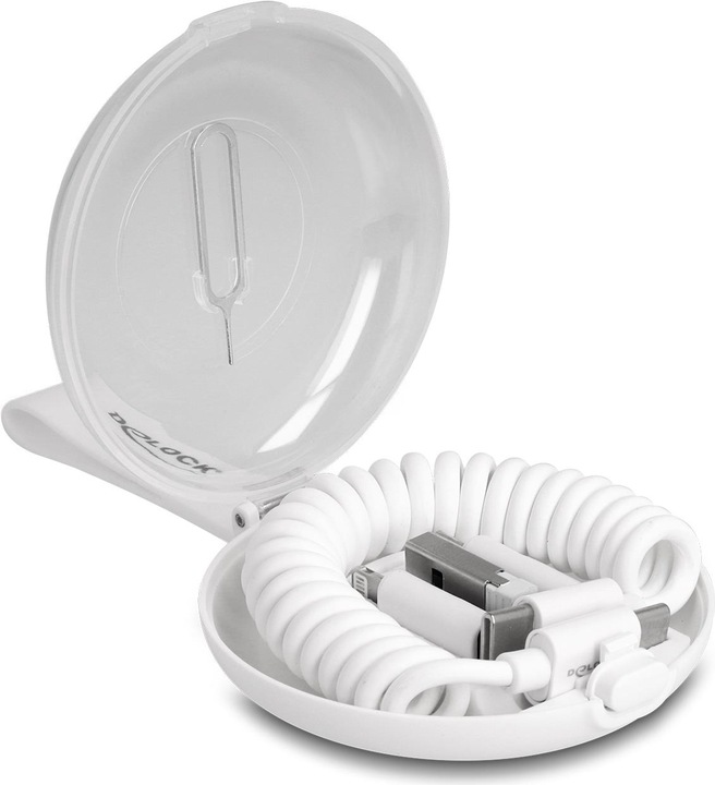 Actual product image Delock 5 in 1 USB data and charging cable and adapter set PD 3.0 60 W white (0.10 m, USB 2.0)