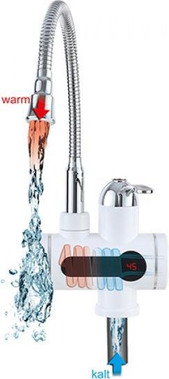 IHP MAUK Wasserhahn, flexibelr m. Durchlauferhitzer u. LED Temperaturanzeige