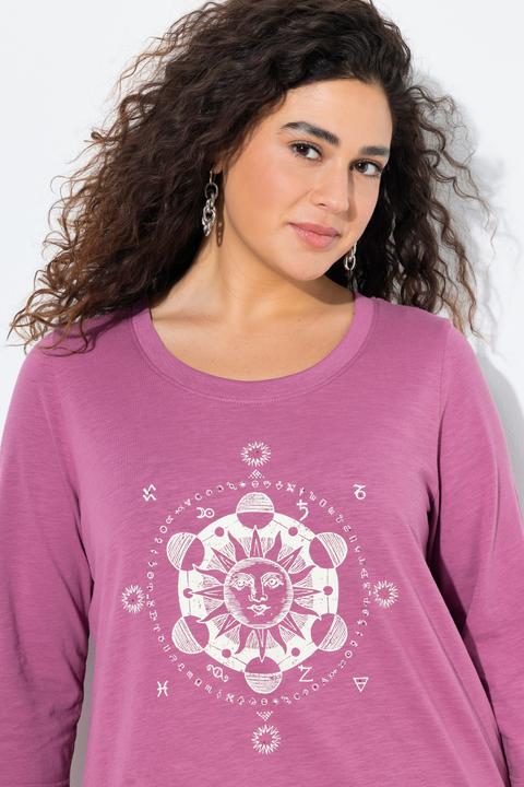 Image du produit Ulla Popken T-shirt à col rond et manches 3/4, coupe Classic, strass (46, 48)