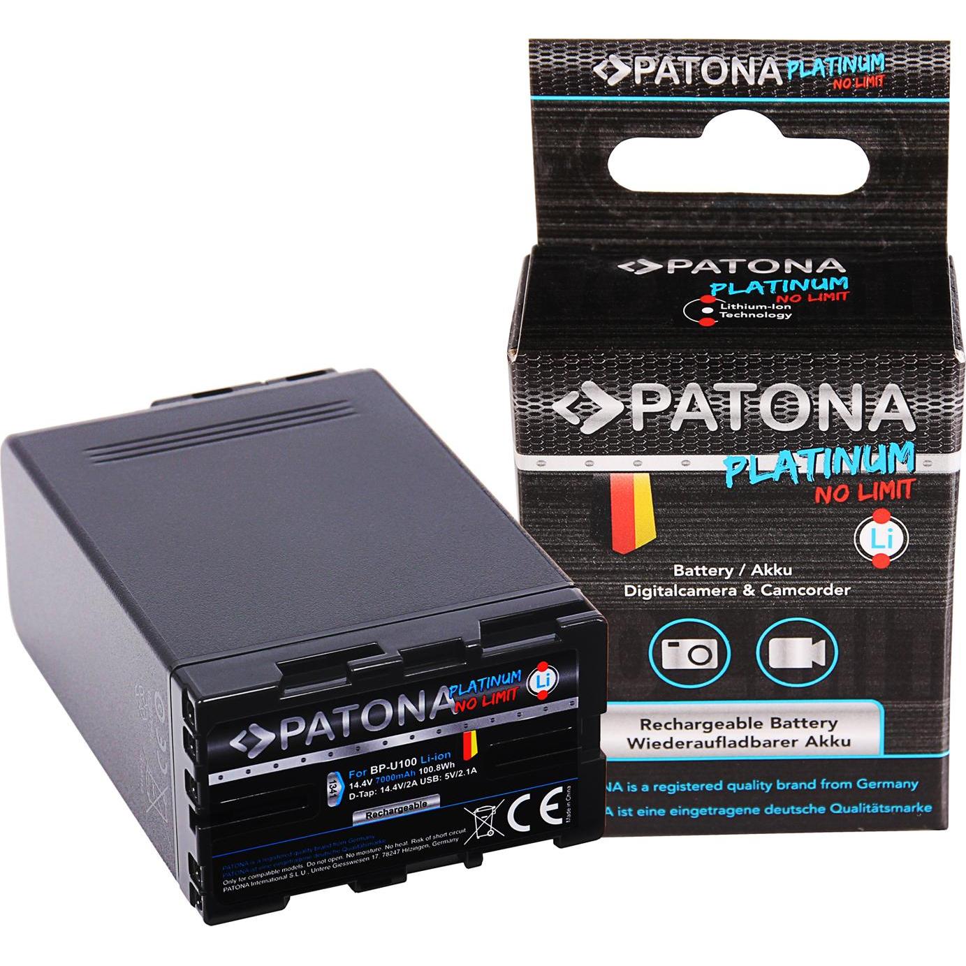 Patona Batteria al platino Sony BP-U100 (Batteria della fotocamera), Alimentatore fotocamera, Nero