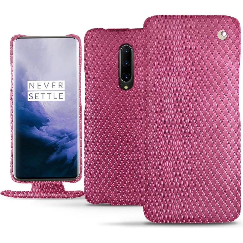 Noreve Lederschutzhülle vertikal (OnePlus 7 Pro), Smartphone Hülle, Rosa